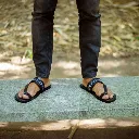 Sandal with black and white