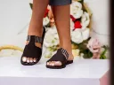 Sandal black comfort with white